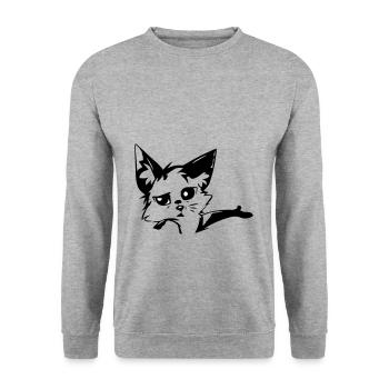 Süßer Fuchs, Silhouette, Füchse, Zeichnung - Unisex Pullover - Weißgrau meliert - Vorne - Alina (178cm) & Michal (187cm)