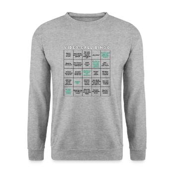 Video-Call Bingo - Unisex Pullover - Weißgrau meliert - Vorne - Alina (178cm) & Michal (187cm)