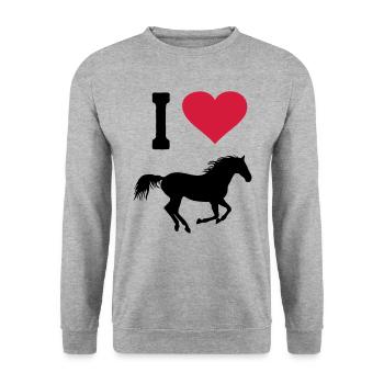 J'aime cheval chevaux monter cavalier coeur équestre - Sweat-shirt Unisexe - gris chiné - Devant - Alina (178cm) & Michal (187cm)