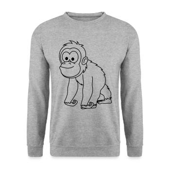 Bande dessinée de singe orang-outan - Sweat-shirt Unisexe - gris chiné - Devant - Alina (178cm) & Michal (187cm)