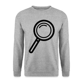 Lupe Symbol - Unisex Pullover - Weißgrau meliert - Vorne - Alina (178cm) & Michal (187cm)
