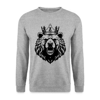 Ours Grizzly Roi de la Couronne - Sweat-shirt Unisexe - gris chiné - Devant - Alina (178cm) & Michal (187cm)