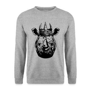 Rhinoceros Crown King - Unisex Sweatshirt - salt & pepper - Front - Alina (178cm) & Michal (187cm)
