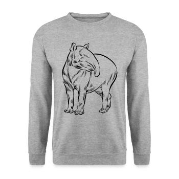 Tapir Dessin au trait dessiné à la main - Cadeau - Sweat-shirt Unisexe - gris chiné - Devant - Alina (178cm) & Michal (187cm)
