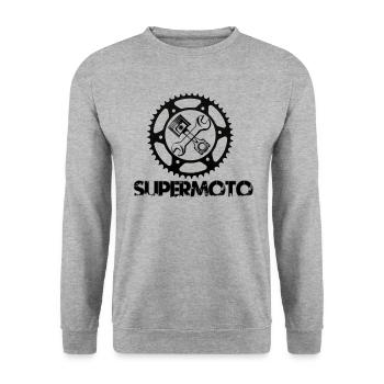 Supermoto - Unisex Pullover - Weißgrau meliert - Vorne - Alina (178cm) & Michal (187cm)