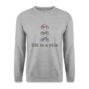 life is a ride 3 bikes - Unisex Sweatshirt - salt & pepper - Front - Alina (178cm) & Michal (187cm)