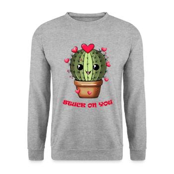 Kaktus Love Stuck on you - Unisex Sweatshirt - salt & pepper - Front - Alina (178cm) & Michal (187cm)