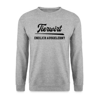 Tierwirt Endlich Ausgelernt Ausbildung Ende Lehre - Unisex Pullover - Weißgrau meliert - Vorne - Alina (178cm) & Michal (187cm)