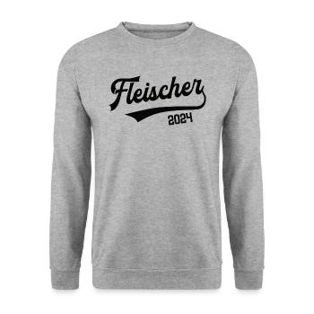 Fleischer 2024 Beruf Fleischerei Metzger Meister - Unisex Pullover - Weißgrau meliert - Vorne - Alina (178cm) & Michal (187cm)