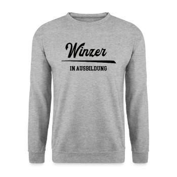 Winzer Ausbildung Winzerazubi Lehre Azubi Weingut - Unisex Pullover - Weißgrau meliert - Vorne - Alina (178cm) & Michal (187cm)
