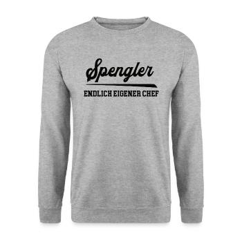 Spengler Chef Selbstständigkeit Firma Gründen - Unisex Pullover - Weißgrau meliert - Vorne - Alina (178cm) & Michal (187cm)