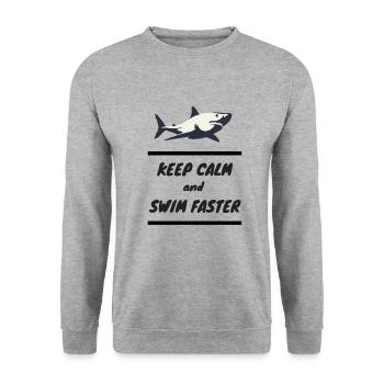Keep calm and swim faster gift shark fish shirt - Unisex Sweatshirt - salt & pepper - Front - Alina (178cm) & Michal (187cm)