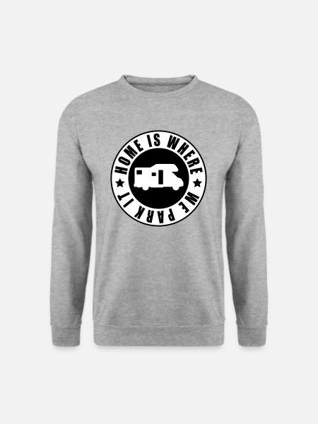 Home is where we park it! - Unisex Pullover - Weißgrau meliert