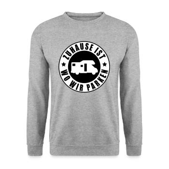 Zuhause ist wo wir parken - Unisex Pullover - Weißgrau meliert - Vorne - Alina (178cm) & Michal (187cm)