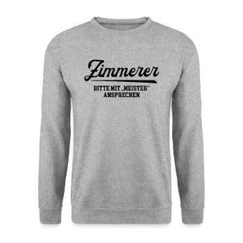 Zimmerer Meister Zimmermeister Zimmermann Holzbau - Unisex Pullover - Weißgrau meliert - Vorne - Alina (178cm) & Michal (187cm)