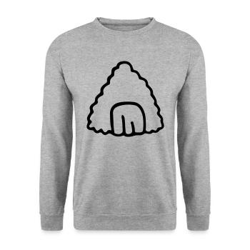 Asia Onigiri Nigiri Sushi - Asian Snack Food - Unisex Pullover - Weißgrau meliert - Vorne - Alina (178cm) & Michal (187cm)