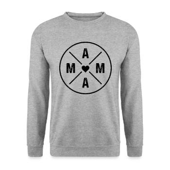 Mama Herz Mutter Liebe Muttertag Geschenk - Unisex Pullover - Weißgrau meliert - Vorne - Alina (178cm) & Michal (187cm)