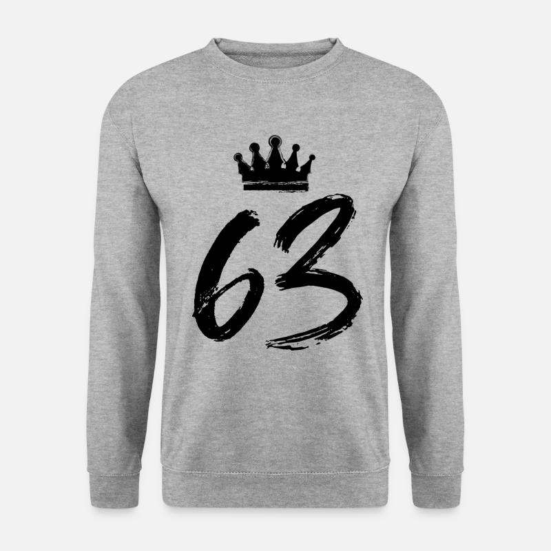 63 Zahl Krone - Unisex Pullover - Weißgrau meliert