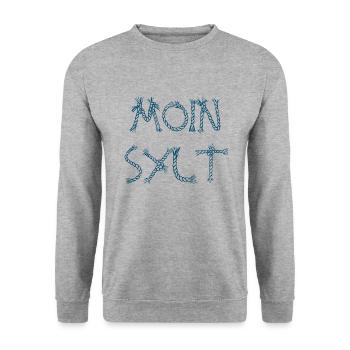 MOIN SYLT NORDSEE NORDDEUTSCHER - NORDDEUTSCHLAND - Unisex Pullover - Weißgrau meliert - Vorne - Alina (178cm) & Michal (187cm)