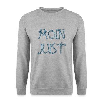 MOIN JUIST NORDSEE NORDDEUTSCHER NORDDEUTSCHLAND - Unisex Pullover - Weißgrau meliert - Vorne - Alina (178cm) & Michal (187cm)