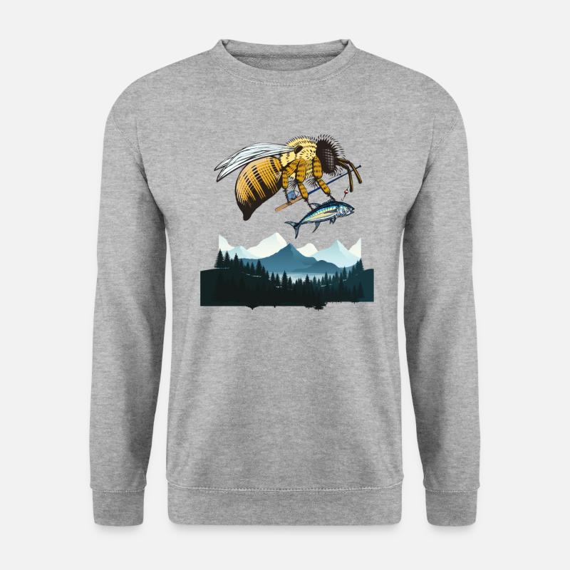 Lustiger Fischer - Unisex Pullover - Weißgrau meliert