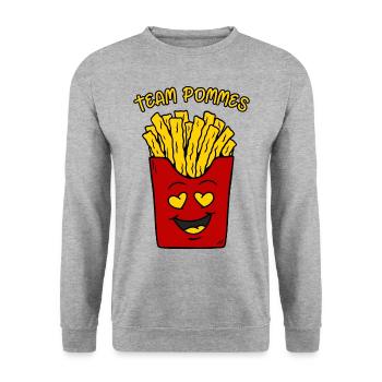 Sac à frites Funny Fries Team Fries - Sweat-shirt Unisexe - gris chiné - Devant - Alina (178cm) & Michal (187cm)