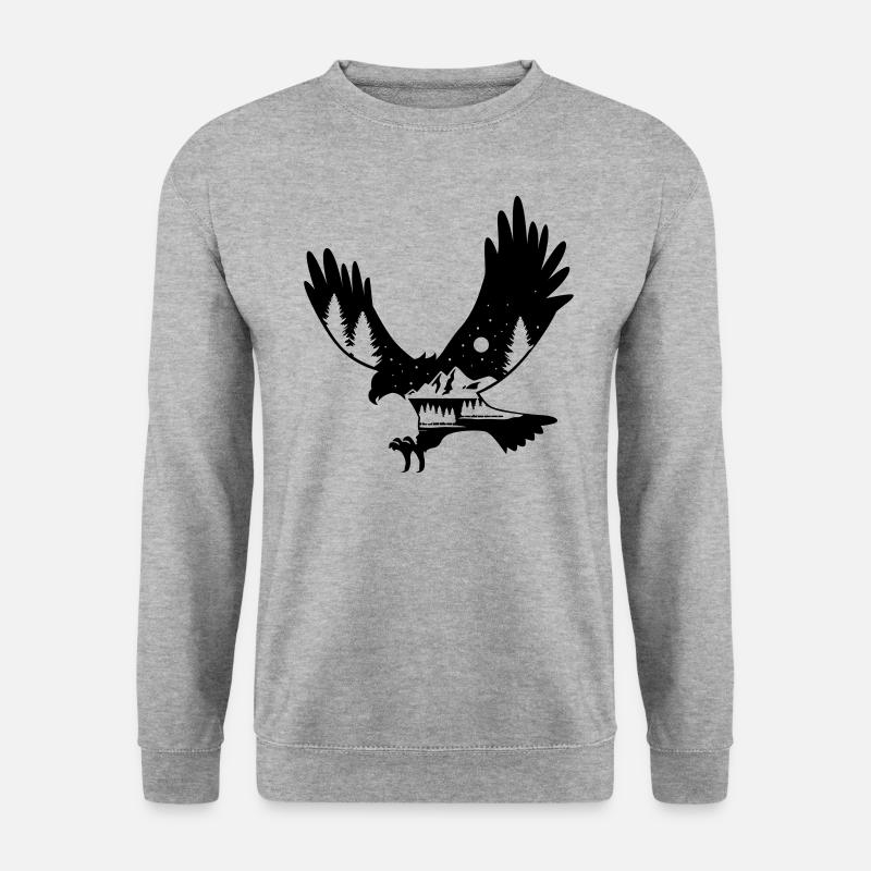 ADLER RAUBVOGEL VÖGEL NATUR WALD BERGE VOGEL MOTIV - Unisex Pullover - Weißgrau meliert