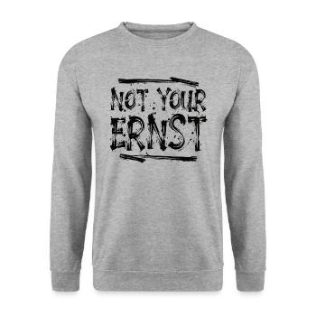 Not your Ernst - Denglish - Ruhrpott - Sprachkult - Unisex Pullover - Weißgrau meliert - Vorne - Alina (178cm) & Michal (187cm)