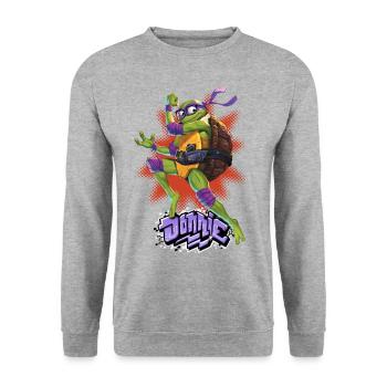 TMNT Mutant Mayhem Turtle Donnie - Unisex Sweatshirt - salt & pepper - Front - Alina (178cm) & Michal (187cm)
