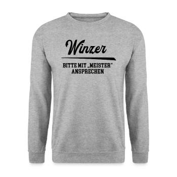 Winzer Meister Winzermeister Weinbau Weingut Wein - Unisex Pullover - Weißgrau meliert - Vorne - Alina (178cm) & Michal (187cm)