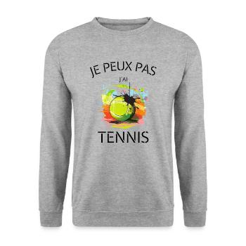 JE PEUX PAS JE AI TENNIS - Sweat-shirt Unisexe - gris chiné - Devant - Alina (178cm) & Michal (187cm)