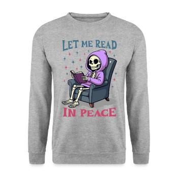 Let me read in peace - Unisex Sweatshirt - salt & pepper - Front - Alina (178cm) & Michal (187cm)