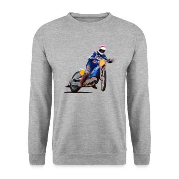 Speedway Racing - Unisex Pullover - Weißgrau meliert - Vorne - Alina (178cm) & Michal (187cm)