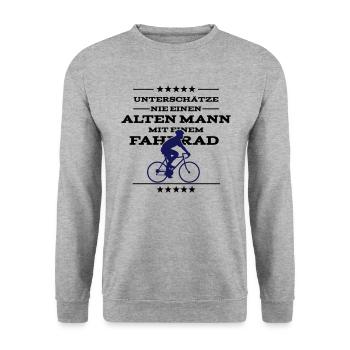 Alter Mann - Fahrrad | 2C Farbwechsel - Unisex Pullover - Weißgrau meliert - Vorne - Alina (178cm) & Michal (187cm)