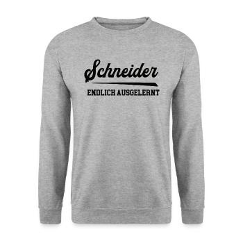 Schneider Lehre Ausbildung Bestanden Ende Prüfung - Unisex Pullover - Weißgrau meliert - Vorne - Alina (178cm) & Michal (187cm)