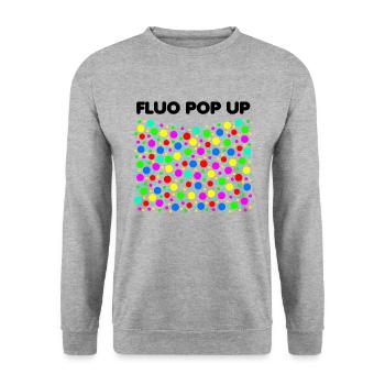 Fluo Pop Up Karpfen Karpfenangler Carp Carpe Fisch - Unisex Pullover - Weißgrau meliert - Vorne - Alina (178cm) & Michal (187cm)