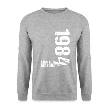 38e anniversaire 1984 - Idée cadeau disant cadeau - Sweat-shirt Unisexe - gris chiné - Devant - Alina (178cm) & Michal (187cm)
