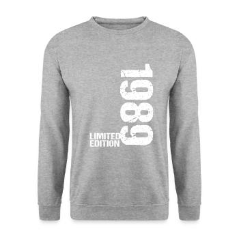 33ème anniversaire 1989- Idée cadeau disant cadeau - Sweat-shirt Unisexe - gris chiné - Devant - Alina (178cm) & Michal (187cm)