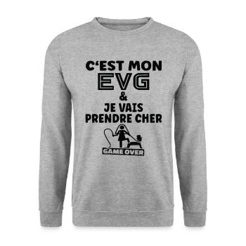 C'est Mon EVG - Enterrement de vie de garçon EVG - Sweat-shirt Unisexe - gris chiné - Devant - Alina (178cm) & Michal (187cm)