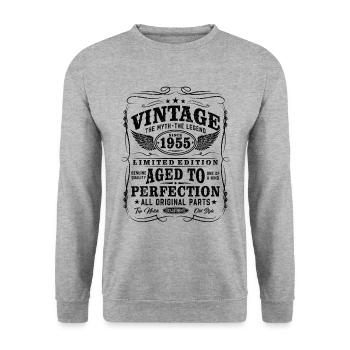 Vintage 1955 Vintage Birthday Gift - Unisex Sweatshirt - salt & pepper - Front - Alina (178cm) & Michal (187cm)