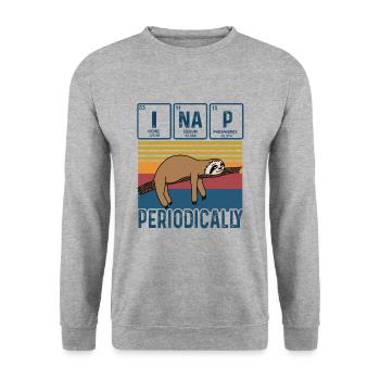 I Nap Periodically Vintage Funny Science Sloth - Unisex Sweatshirt - salt & pepper - Front - Alina (178cm) & Michal (187cm)