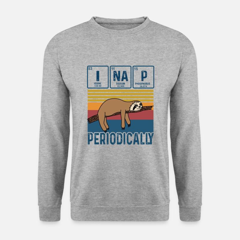 I Nap Periodically Vintage Funny Science Faultier - Unisex Pullover - Weißgrau meliert
