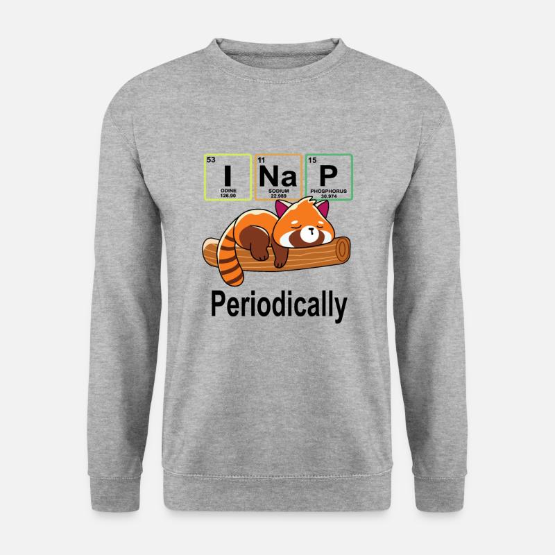 Rotes Panda T-Shirt I Nap - Unisex Pullover - Weißgrau meliert