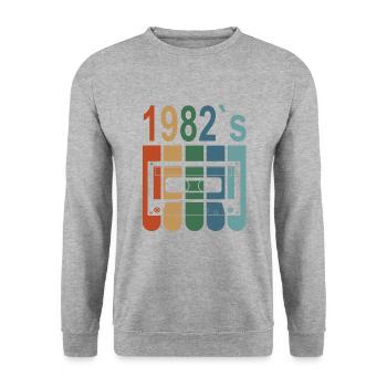 Jahrgang 1982 TShirt Spruch Kassette Best Of 1982 - Unisex Pullover - Weißgrau meliert - Vorne - Alina (178cm) & Michal (187cm)