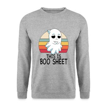 This is Boo Sheet Ghost Retro Halloween Costume - Unisex Sweatshirt - salt & pepper - Front - Alina (178cm) & Michal (187cm)