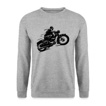 Moto classique vélo003 - Sweat-shirt Unisexe - gris chiné - Devant - Alina (178cm) & Michal (187cm)