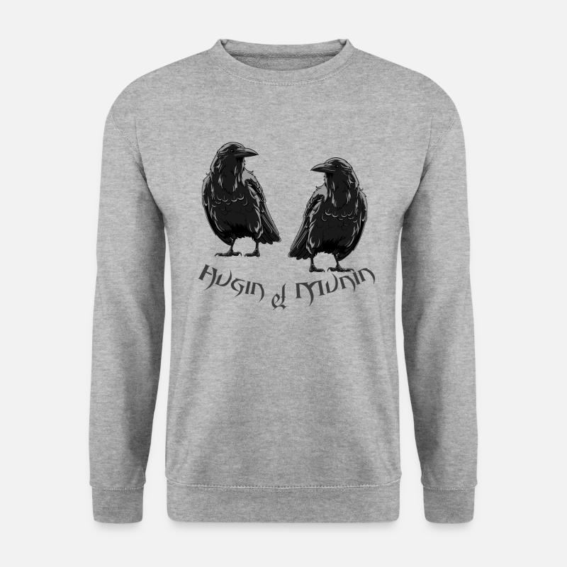 Design Odins Hugin & Munin - Unisex Pullover - Weißgrau meliert