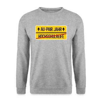 Au Pair Auslandsjahr Abi Bestanden Abschied Aupair - Unisex Pullover - Weißgrau meliert - Vorne - Alina (178cm) & Michal (187cm)