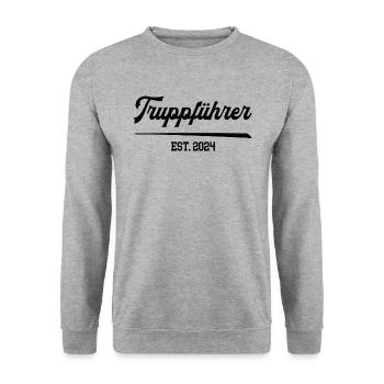 Truppführer 2024 Feuerwehrmann FFW Feuerwehr Mann - Unisex Pullover - Weißgrau meliert - Vorne - Alina (178cm) & Michal (187cm)