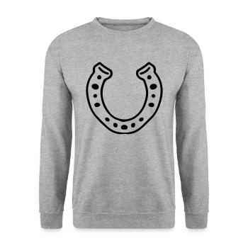 Horseshoe Lucky Charm Lucky Mushroom - Unisex Sweatshirt - salt & pepper - Front - Alina (178cm) & Michal (187cm)